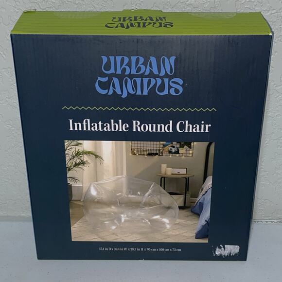 Inflatable Armchair Round Chair Campus Dorm Game Room Clear Plastic Set Of 2 NEW - Picture 3 of 9